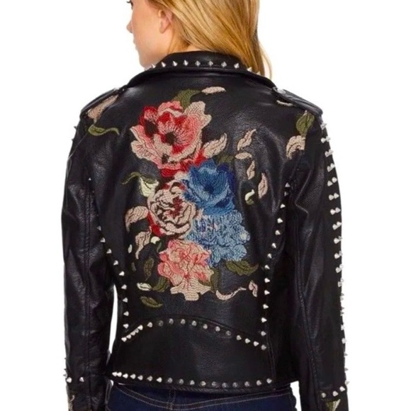 NWT BlankNYC budding romance Floral Embroidered Black moto Jacket M - Picture 4 of 14